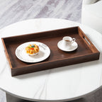 Plateau de service rectangulaire en bois de noyer noir KINWELL Plateau ottoman