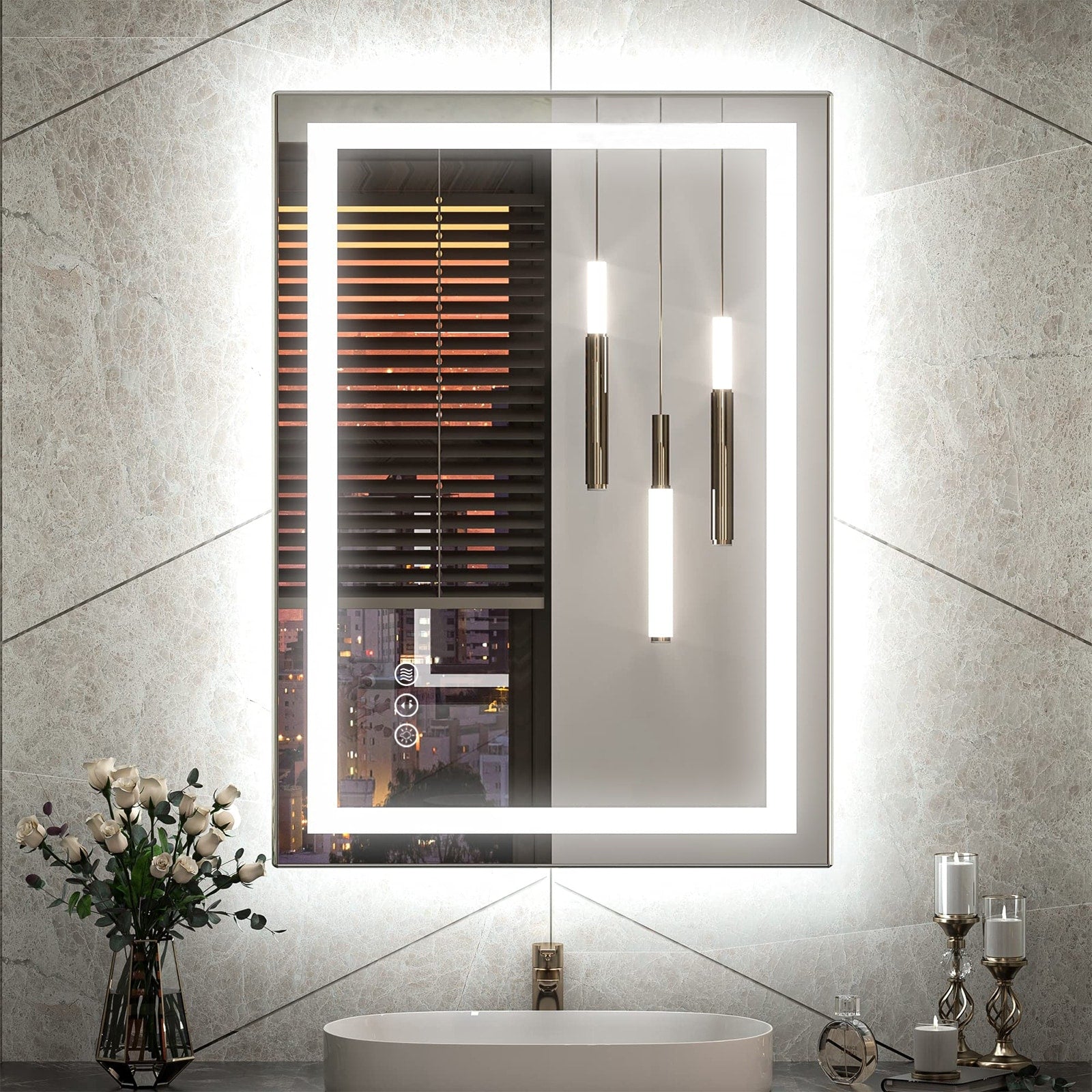 Miroir de salle de bain LED antibuée super lumineux KIOTEE avec rétroéclairage et éclairage frontal Garantie 3 ans