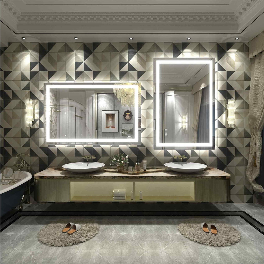 Miroir de salle de bain LED antibuée super lumineux KIOTEE avec rétroéclairage et éclairage frontal Garantie 3 ans