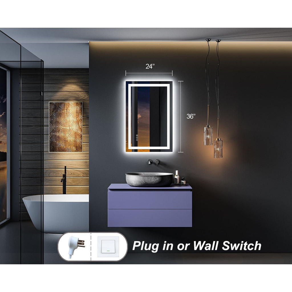 Miroir de salle de bain LED antibuée super lumineux KIOTEE avec rétroéclairage et éclairage frontal Garantie 3 ans