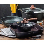 Marmite antiadhésive en aluminium et marbre KUKMARA Granit Ultra avec couvercle en verre