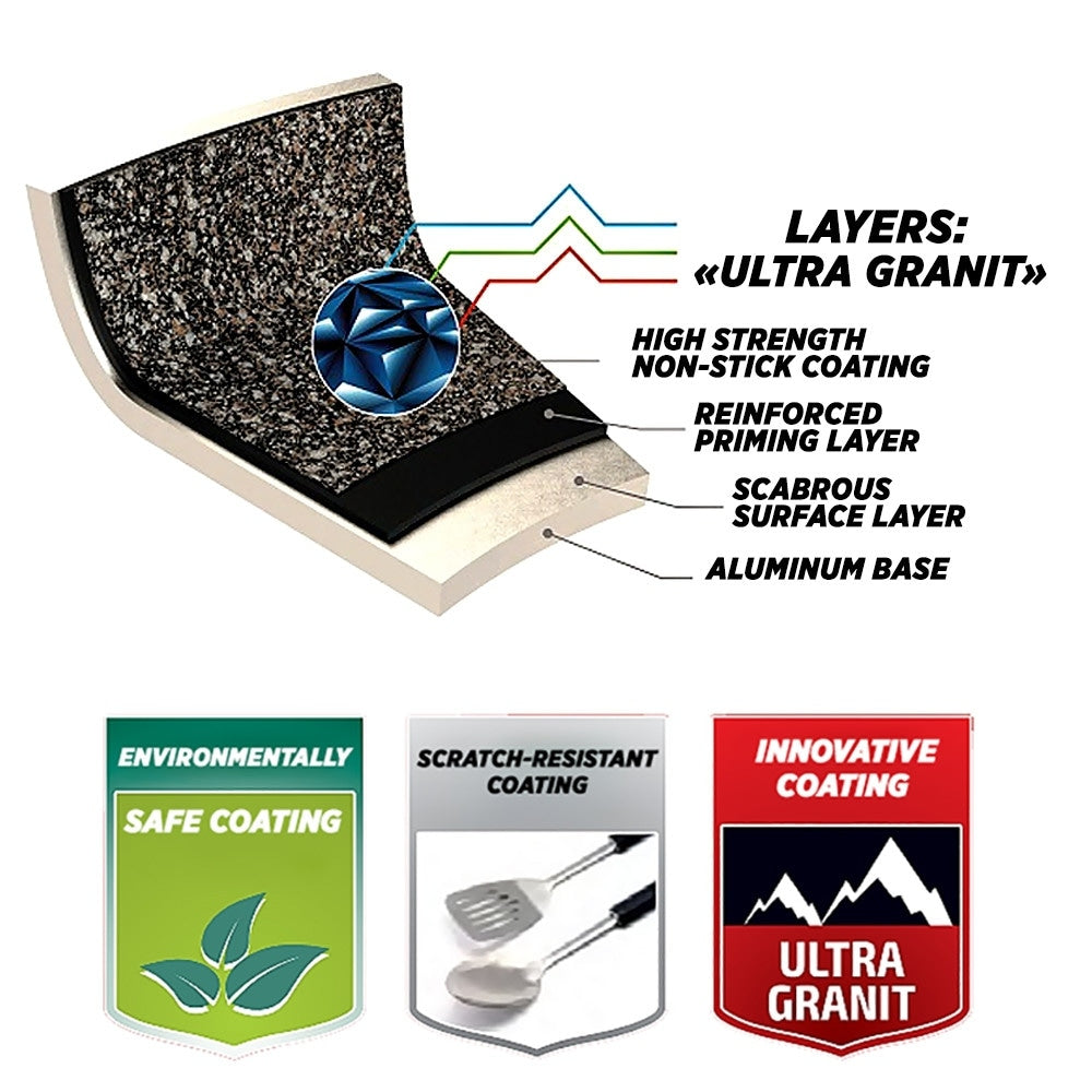 Marmite antiadhésive en aluminium et marbre KUKMARA Granit Ultra avec couvercle en verre