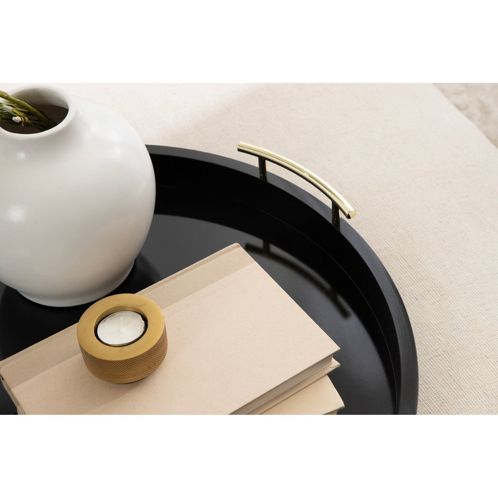 Plateau décoratif rond Kate et Laurel Lipton avec poignées en métal