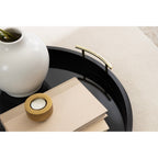 Plateau décoratif rond Kate et Laurel Lipton avec poignées en métal