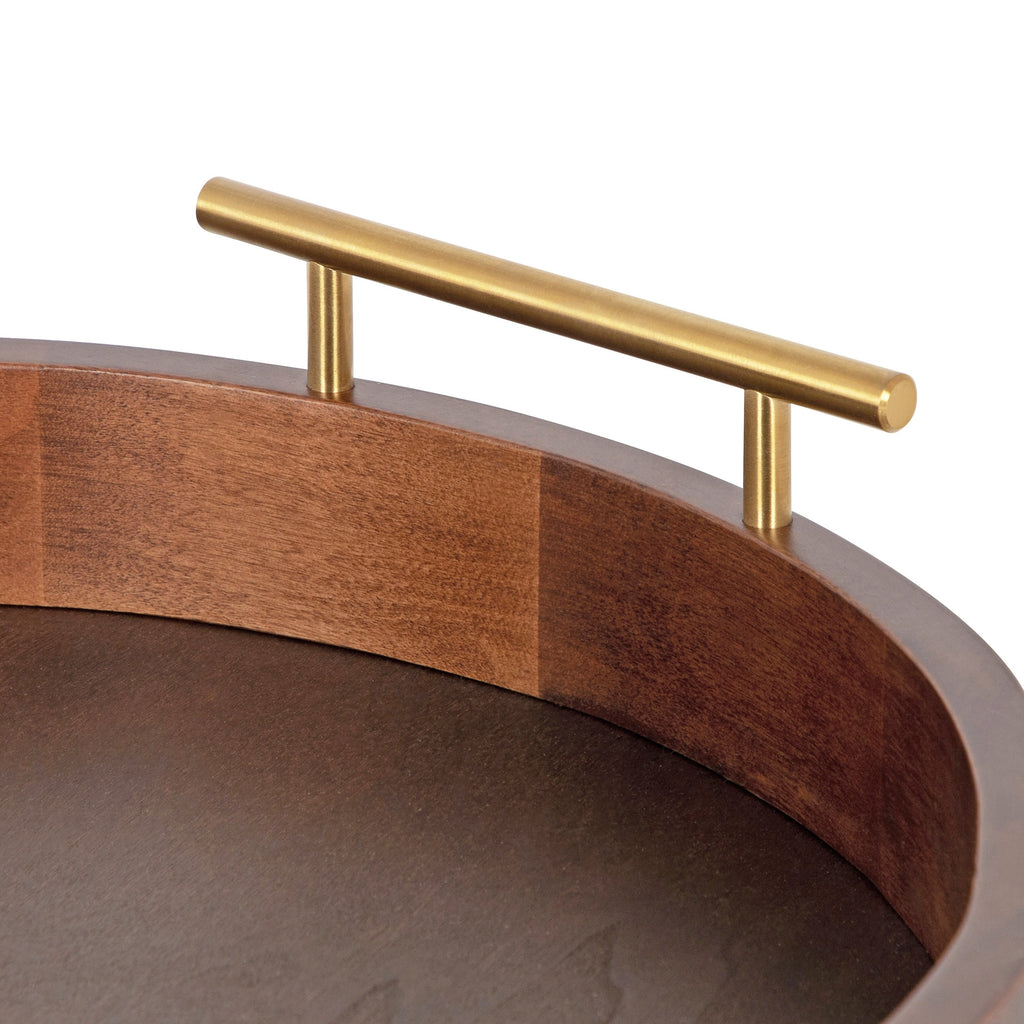 Plateau décoratif rond Kate et Laurel Lipton avec poignées en métal