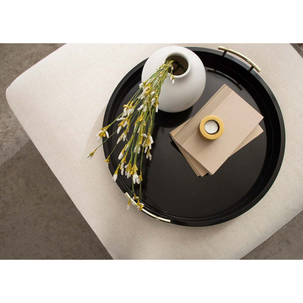 Plateau décoratif rond Kate et Laurel Lipton avec poignées en métal