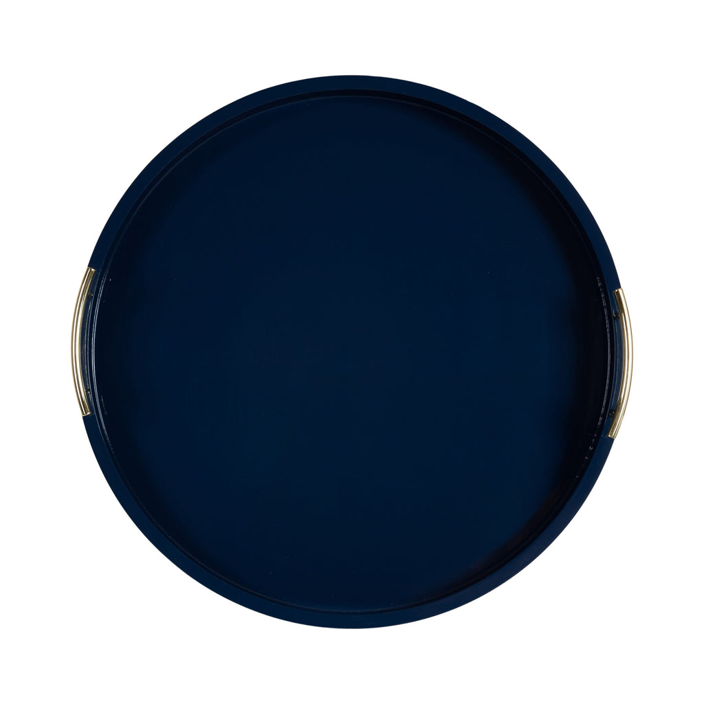 Plateau décoratif rond Kate et Laurel Lipton avec poignées en métal