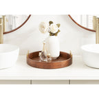 Plateau décoratif rond Kate et Laurel Lipton avec poignées en métal