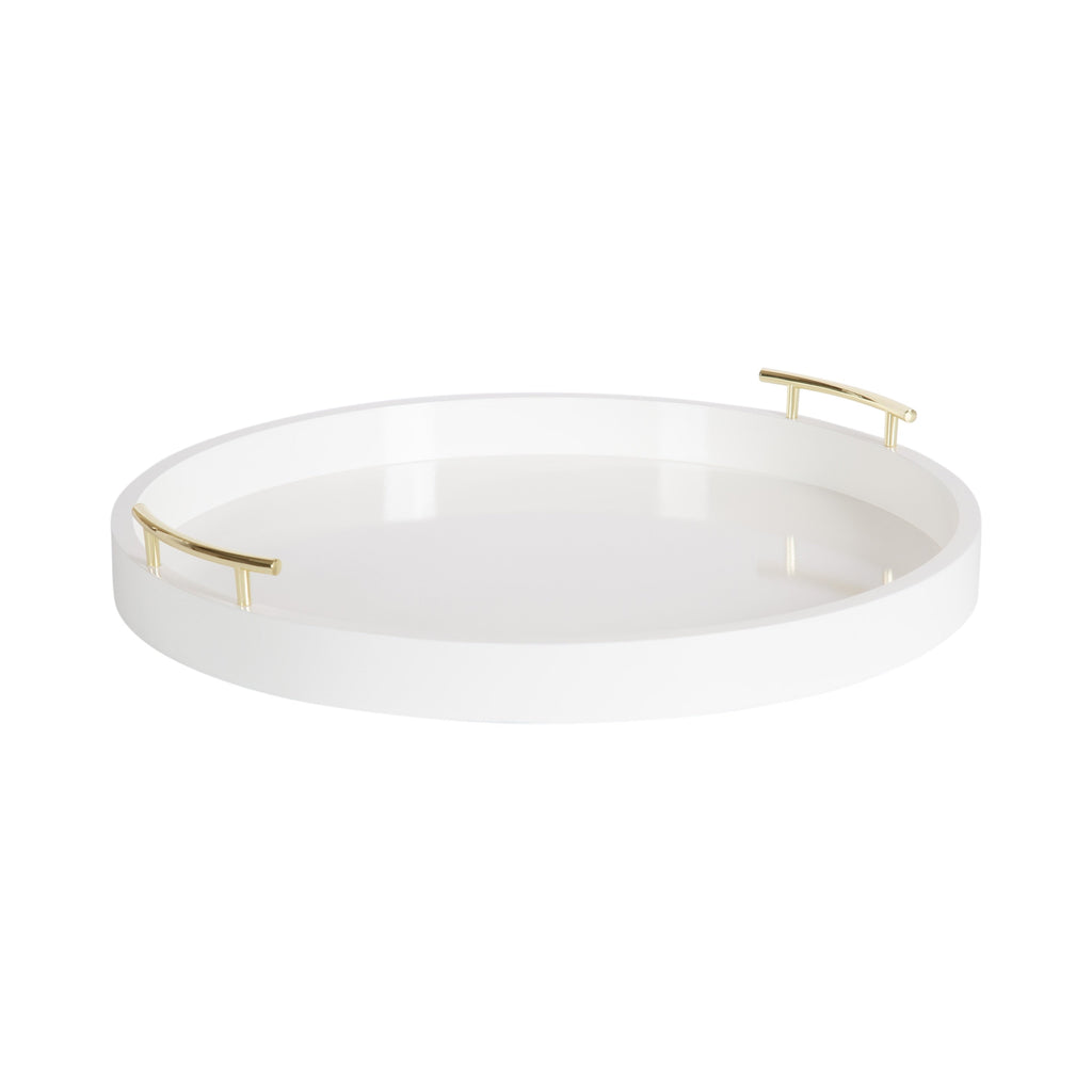 Plateau décoratif rond Kate et Laurel Lipton avec poignées en métal