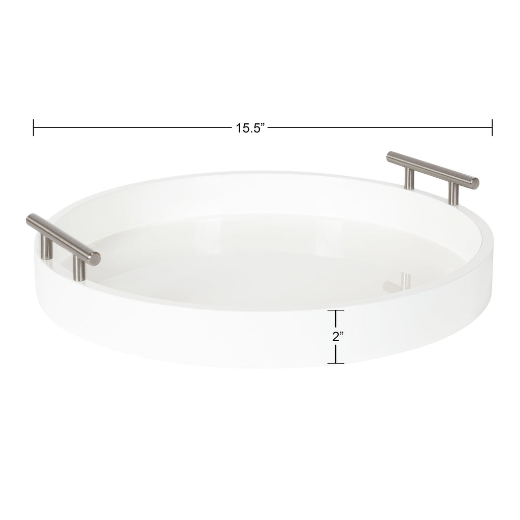 Plateau décoratif rond Kate et Laurel Lipton avec poignées en métal