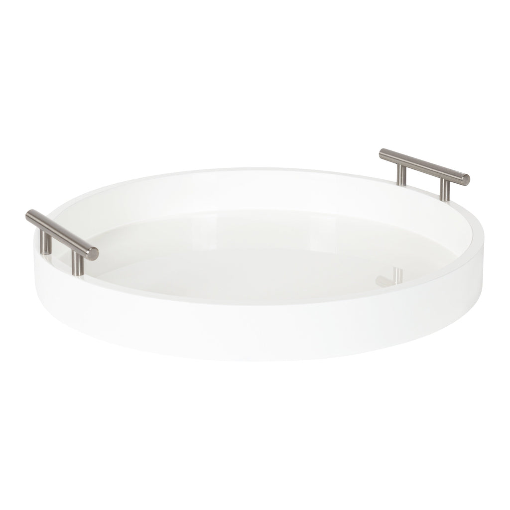 Plateau décoratif rond Kate et Laurel Lipton avec poignées en métal