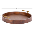 Plateau décoratif rond Kate et Laurel Lipton avec poignées en métal