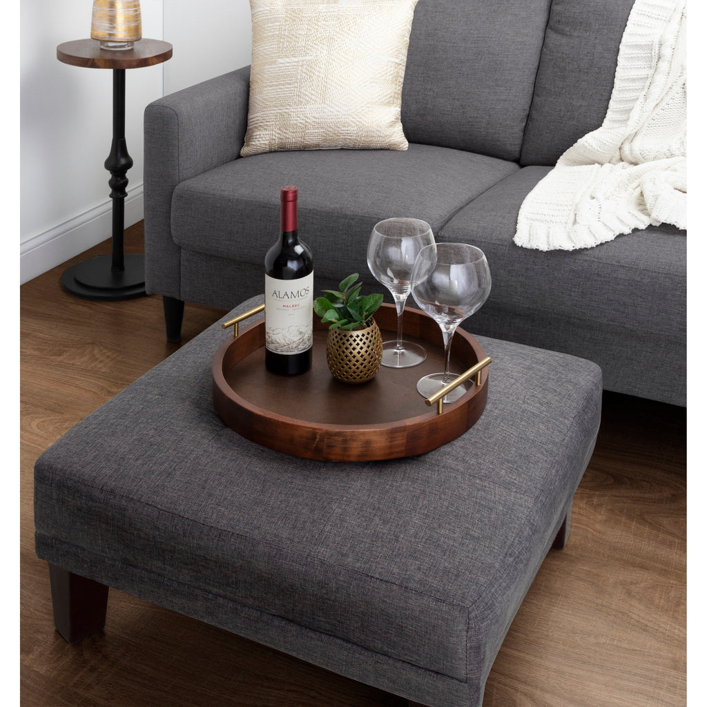 Plateau décoratif rond Kate et Laurel Lipton avec poignées en métal