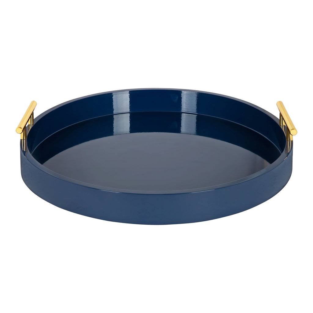 Plateau décoratif rond Kate et Laurel Lipton avec poignées en métal