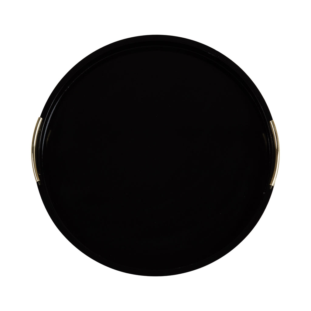 Plateau décoratif rond Kate et Laurel Lipton avec poignées en métal