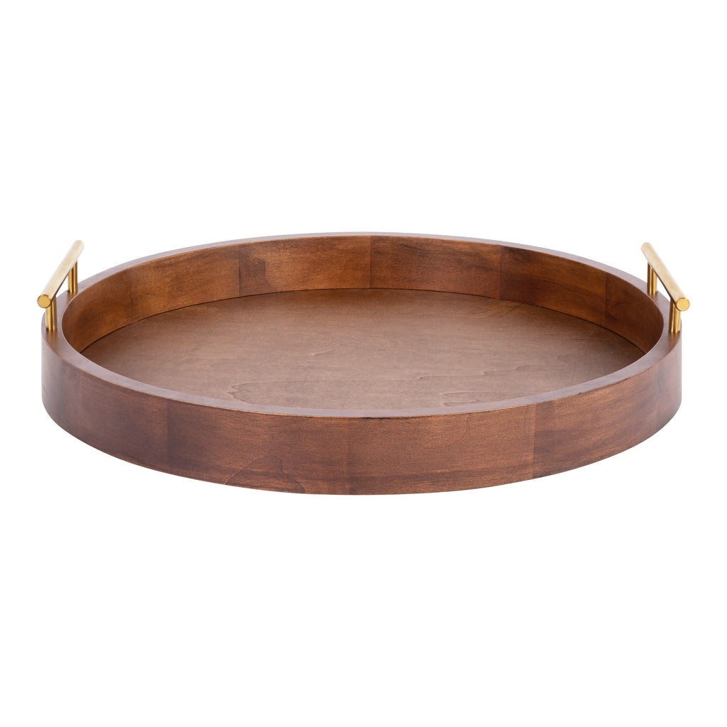 Plateau décoratif rond Kate et Laurel Lipton avec poignées en métal