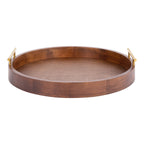 Plateau décoratif rond Kate et Laurel Lipton avec poignées en métal