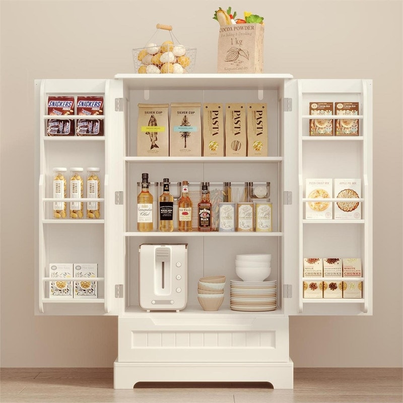 Armoire de rangement pour cuisine, garde-manger, armoire de rangement de salle de bain indépendante avec 2 portes et tiroirs