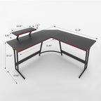 Bureau de jeu en L Homall, bureau d'angle pour ordinateur, bureau d'écriture