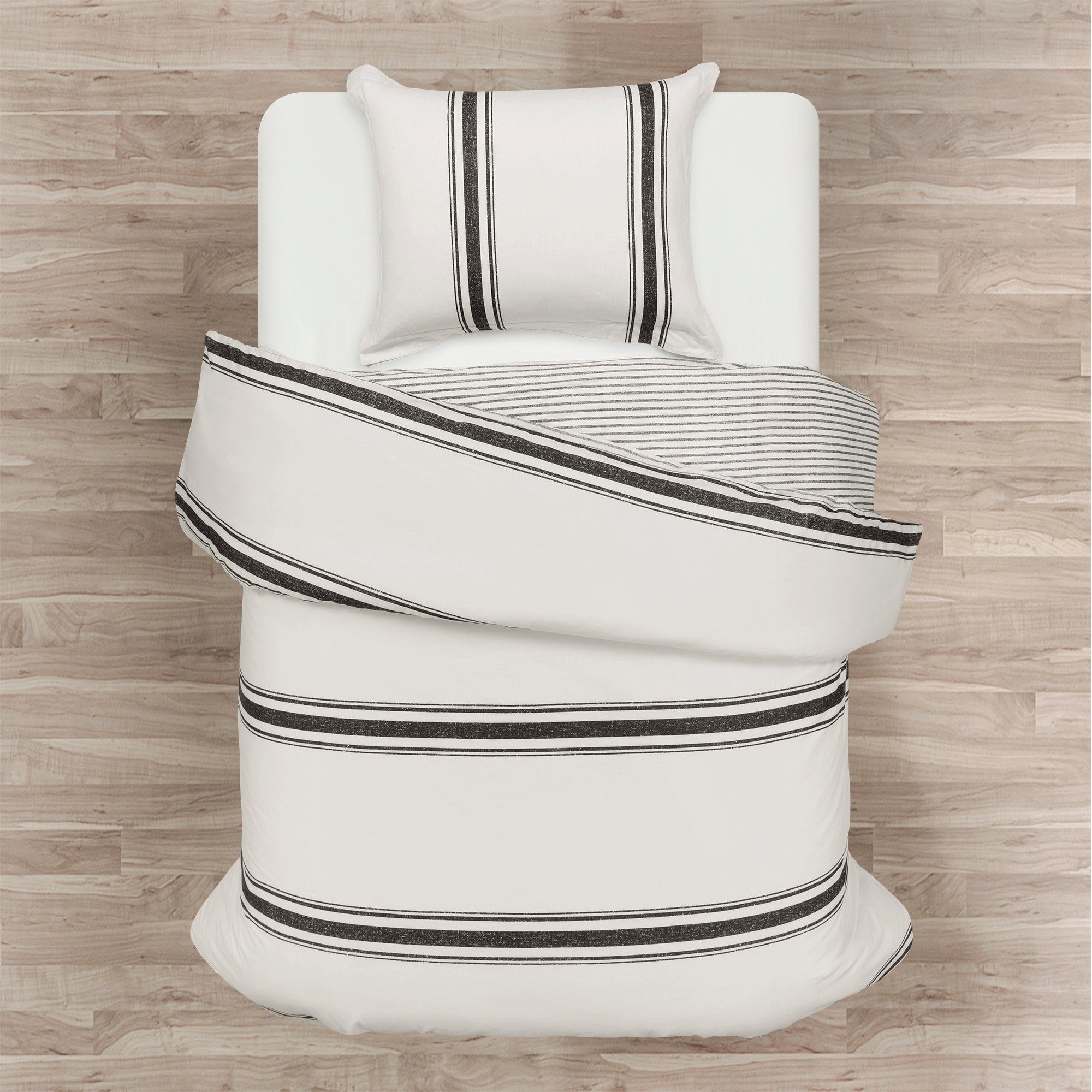 Ensemble housse de couette 3 pièces à rayures style ferme Lush Decor