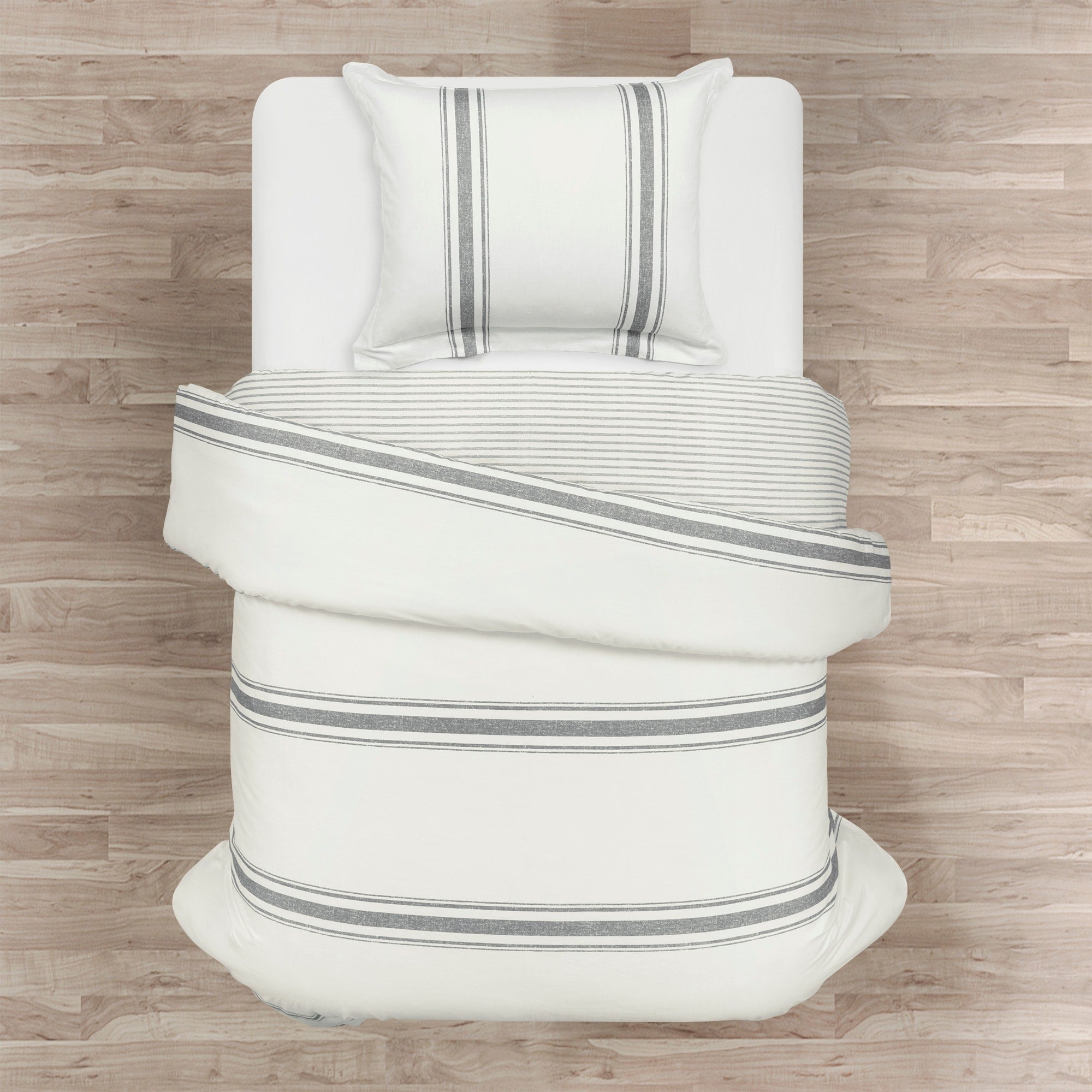 Ensemble housse de couette 3 pièces à rayures style ferme Lush Decor