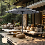 Parasol d'extérieur ventilé à 3 niveaux de 10 pieds de MAISON ARTS avec inclinaison automatique et manivelle