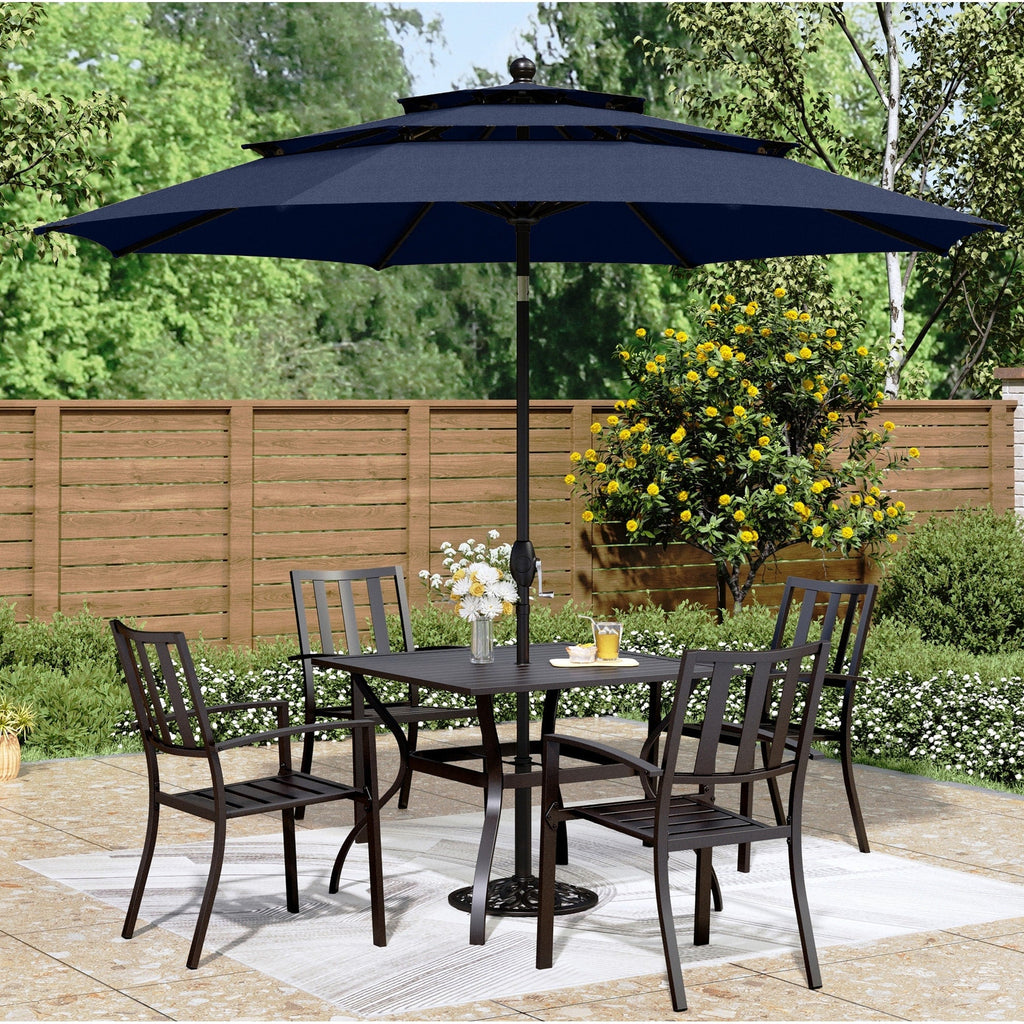 Parasol d'extérieur ventilé à 3 niveaux de 10 pieds de MAISON ARTS avec inclinaison automatique et manivelle