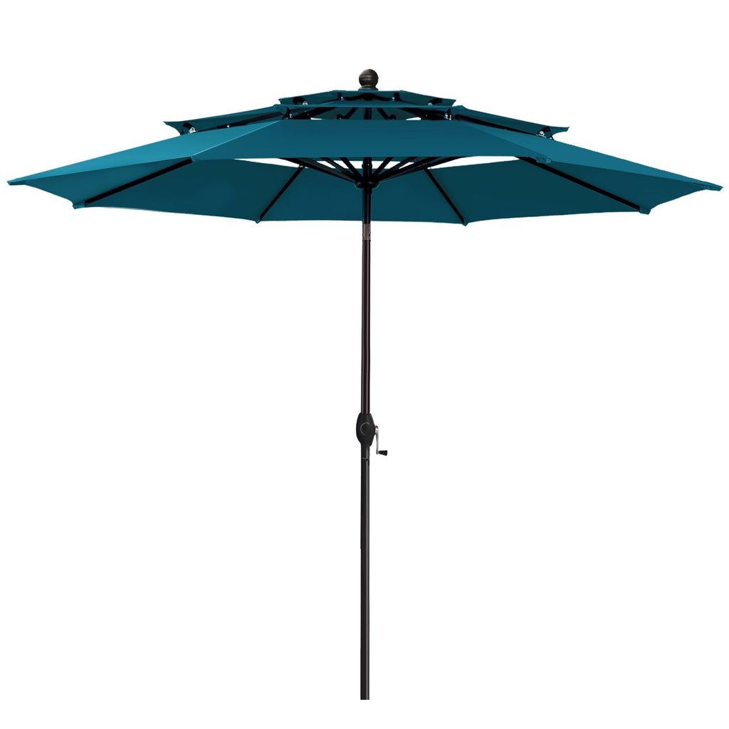 Parasol d'extérieur ventilé à 3 niveaux de 10 pieds de MAISON ARTS avec inclinaison automatique et manivelle