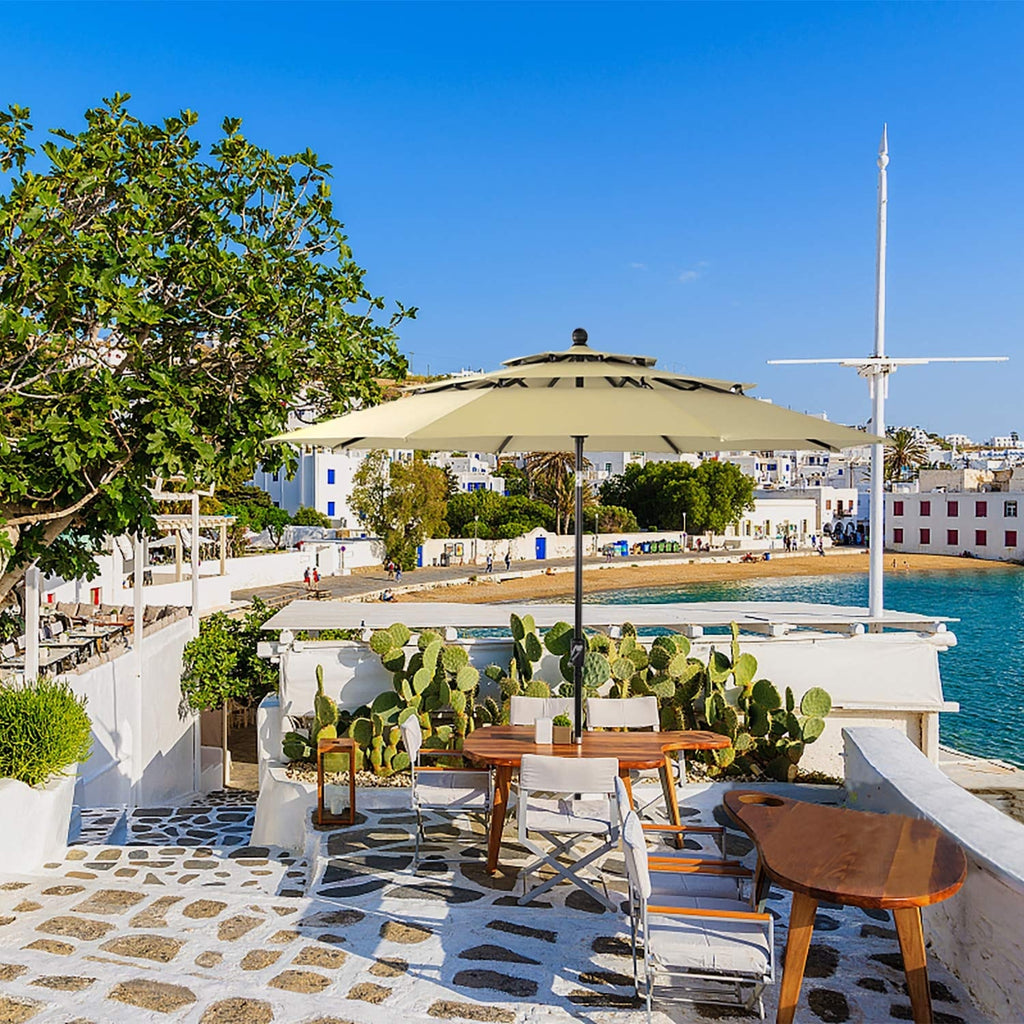 Parasol d'extérieur ventilé à 3 niveaux de 10 pieds de MAISON ARTS avec inclinaison automatique et manivelle