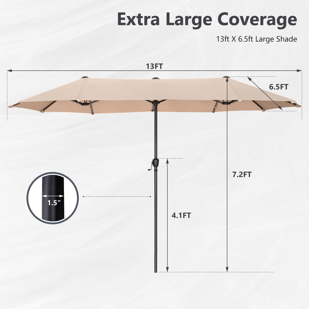 Parasol de patio double face MAISON ARTS de 13 pieds extra large avec manivelle