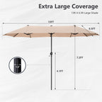 Parasol de patio double face MAISON ARTS de 13 pieds extra large avec manivelle