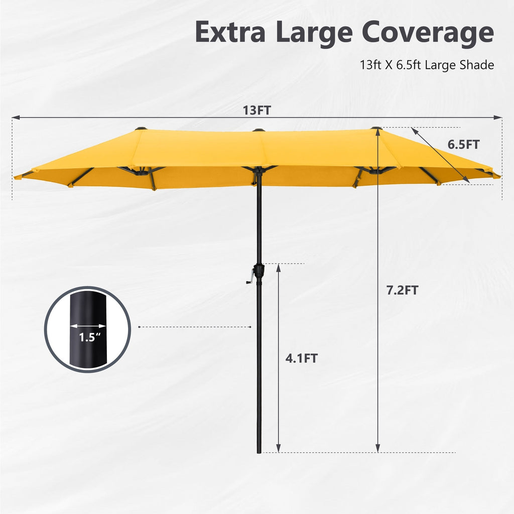 Parasol de patio double face MAISON ARTS de 13 pieds extra large avec manivelle