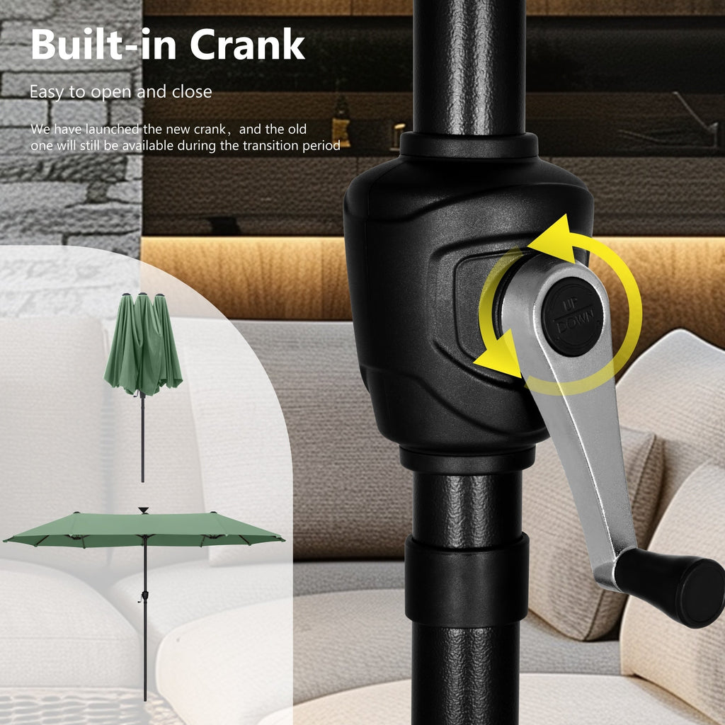 Parasol de patio double face MAISON ARTS de 13 pieds extra large avec manivelle