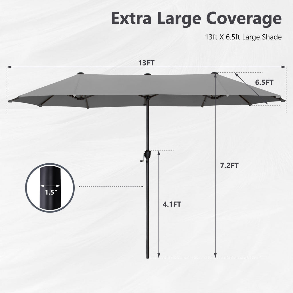 Parasol de patio double face MAISON ARTS de 13 pieds extra large avec manivelle