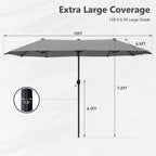 Parasol de patio double face MAISON ARTS de 13 pieds extra large avec manivelle