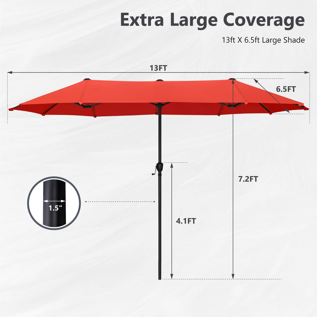 Parasol de patio double face MAISON ARTS de 13 pieds extra large avec manivelle