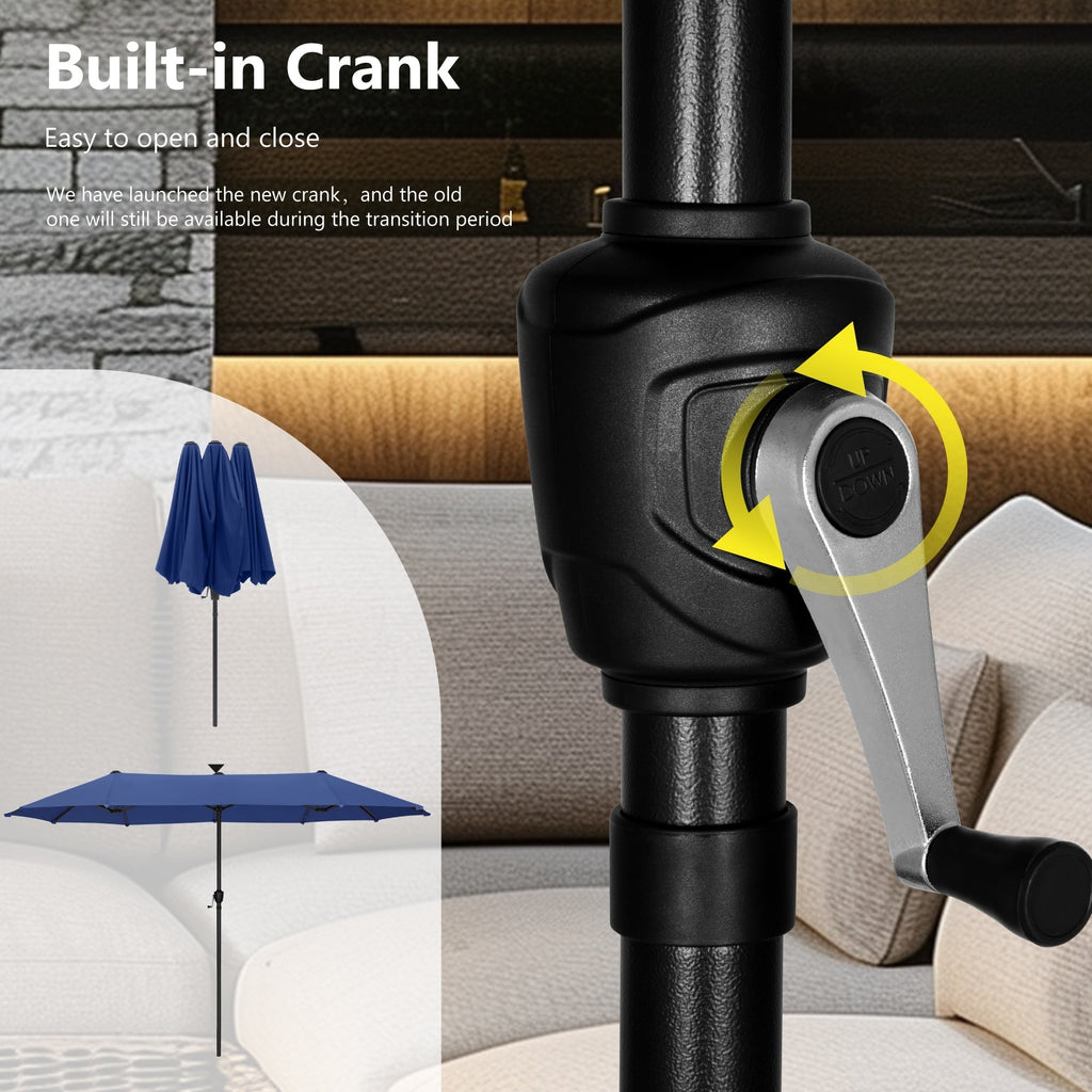 Parasol de patio double face MAISON ARTS de 13 pieds extra large avec manivelle