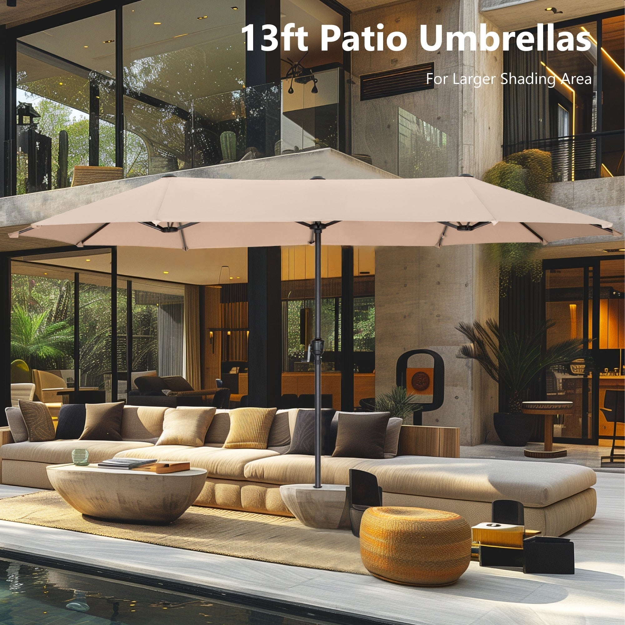 Parasol de patio double face MAISON ARTS de 13 pieds extra large avec manivelle