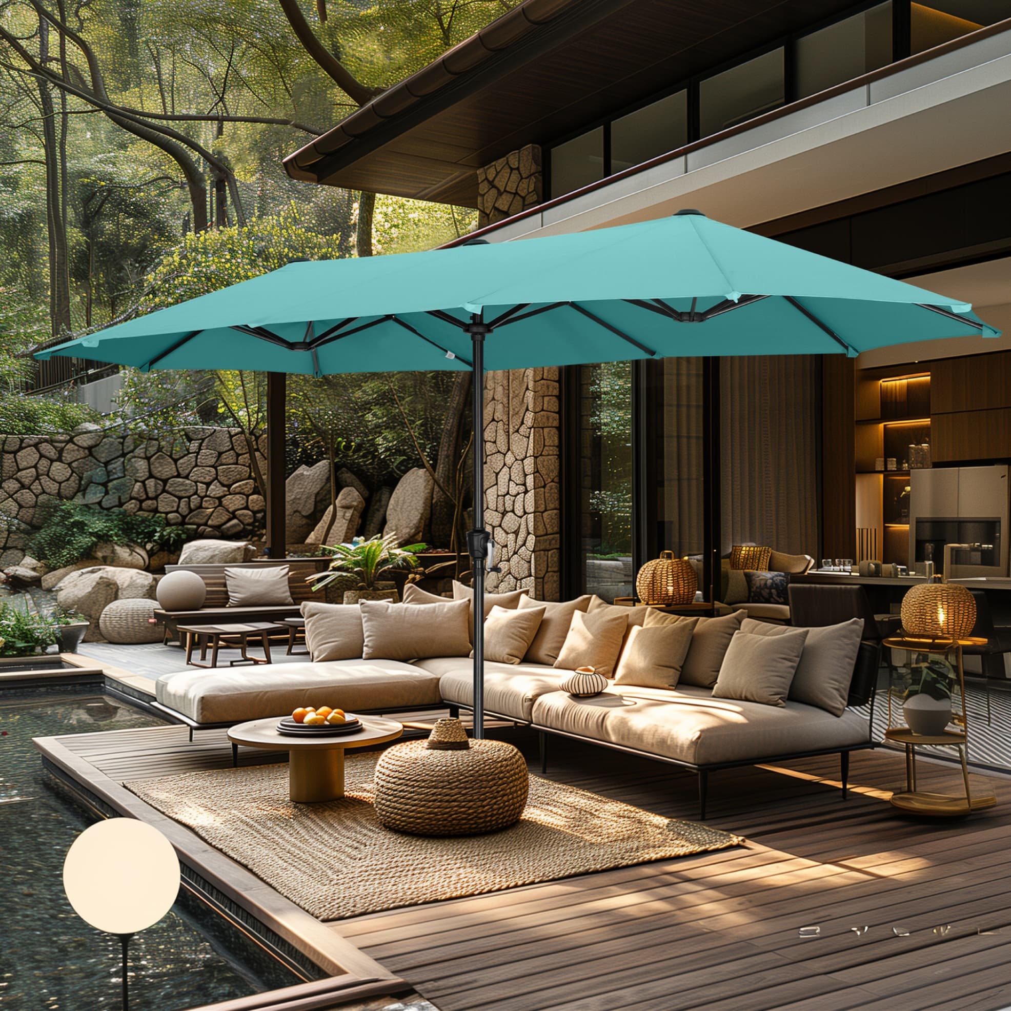 Parasol de patio double face MAISON ARTS de 13 pieds extra large avec manivelle