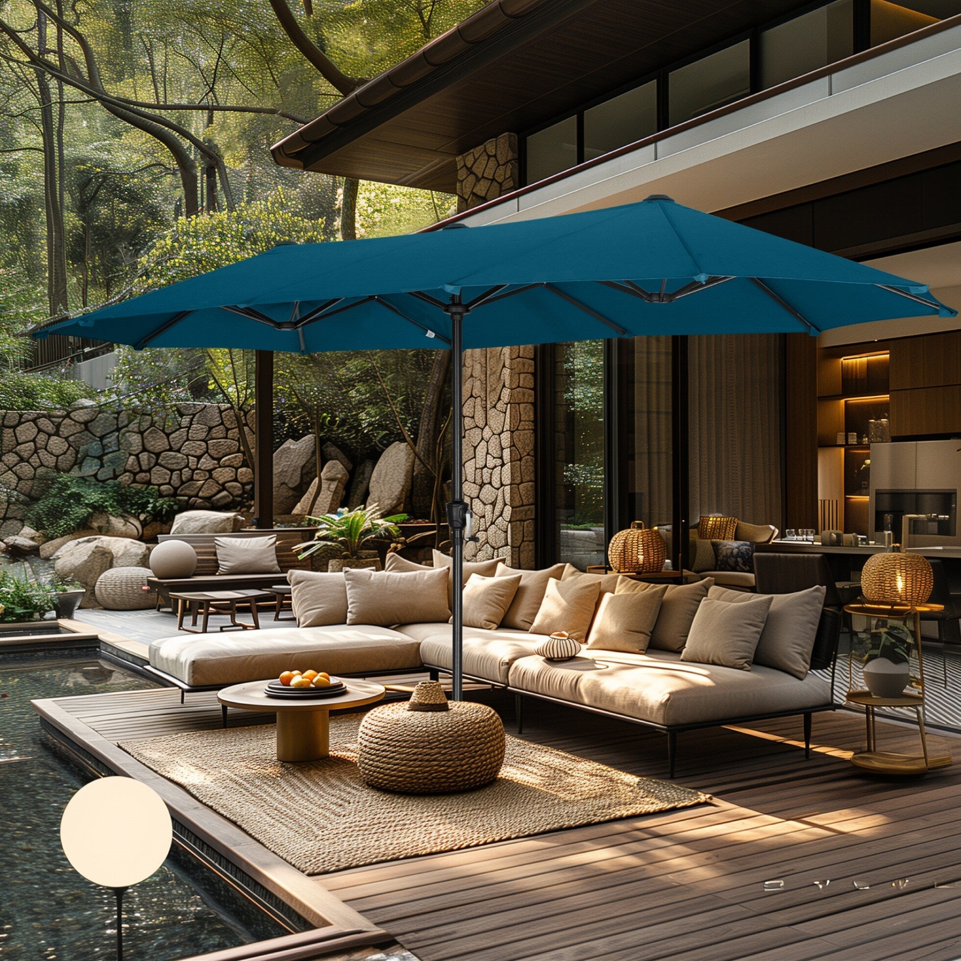 Parasol de patio double face MAISON ARTS de 13 pieds extra large avec manivelle