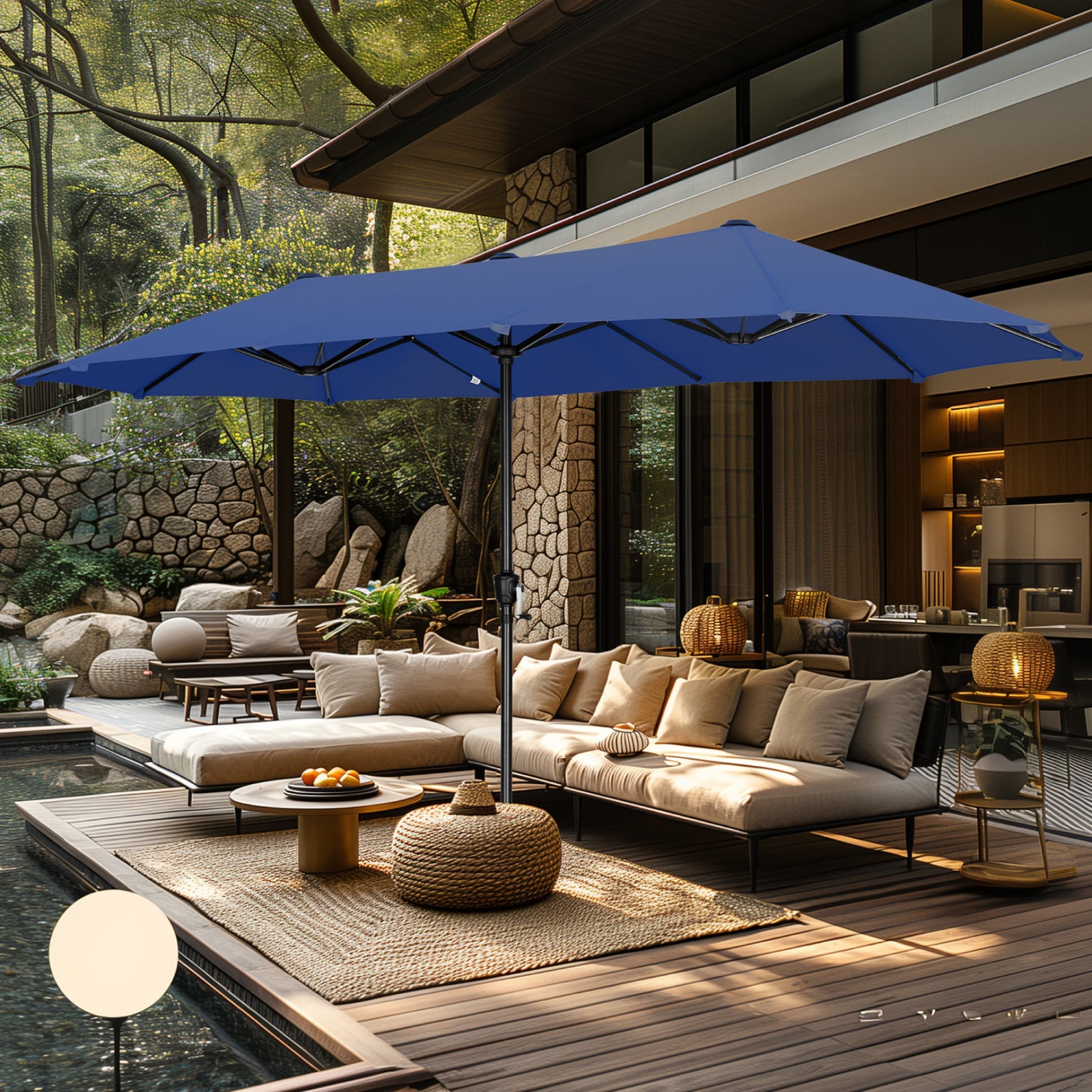 Parasol de patio double face MAISON ARTS de 13 pieds extra large avec manivelle