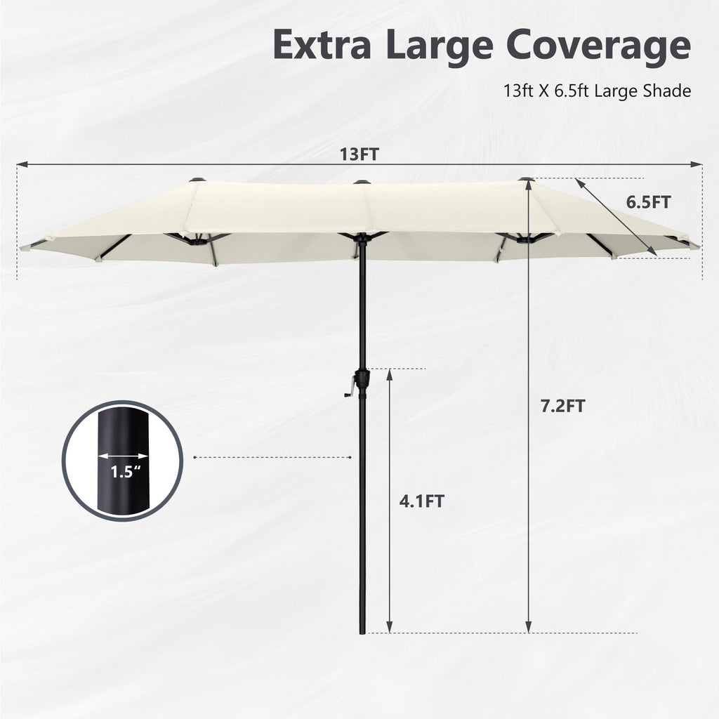 Parasol de patio double face MAISON ARTS de 13 pieds extra large avec manivelle