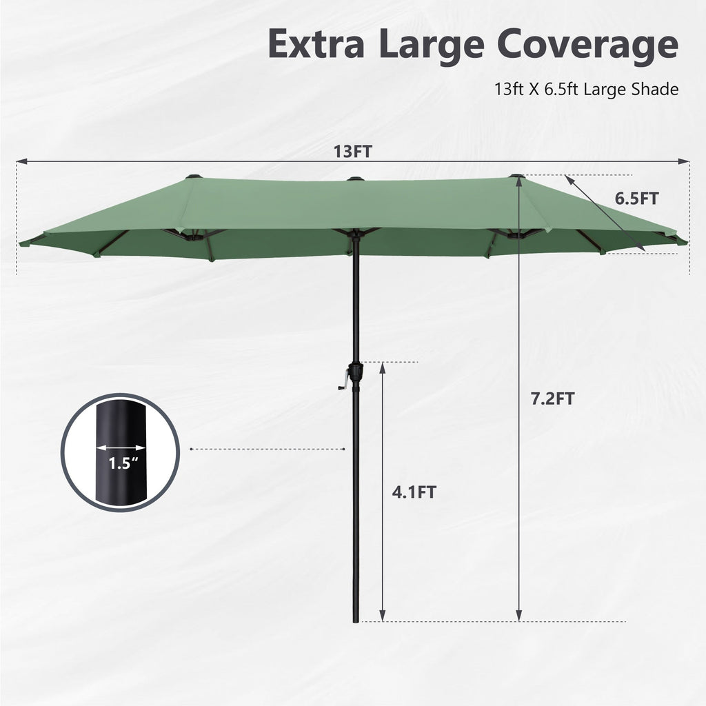 Parasol de patio double face MAISON ARTS de 13 pieds extra large avec manivelle
