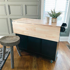 Desserte de cuisine Sophia &amp; William avec abattant et plateau en bois d'hévéa, desserte de cuisine roulante avec grand meuble de rangement