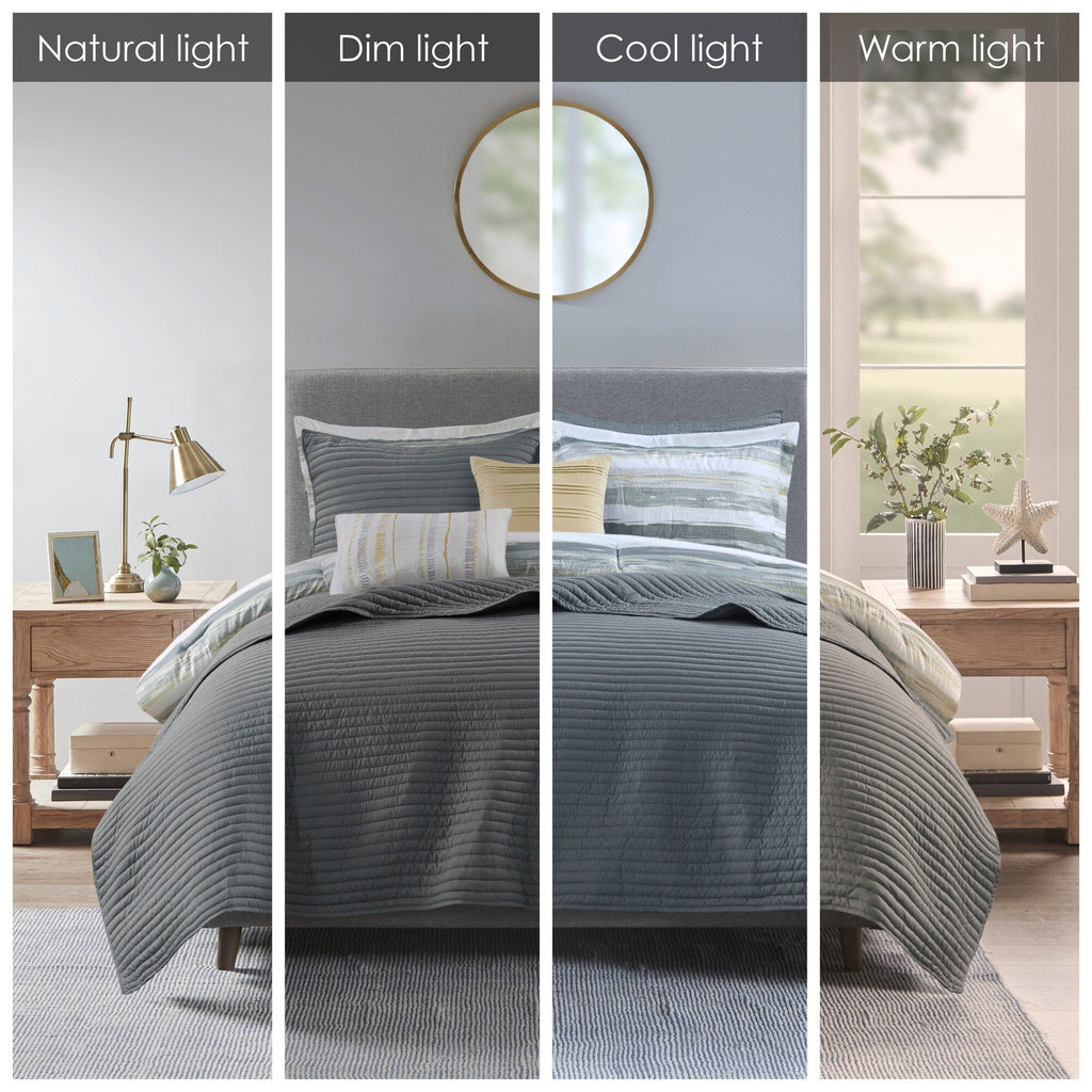 Collection de couettes et de courtepointes en seersucker imprimé Madison Park Anchorage, 8 pièces