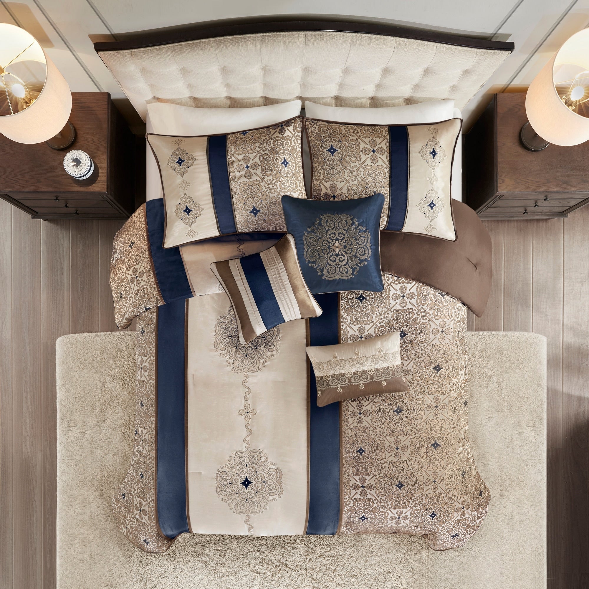 Madison Park Blaine Ensemble de couette jacquard 7 pièces avec coussins décoratifs