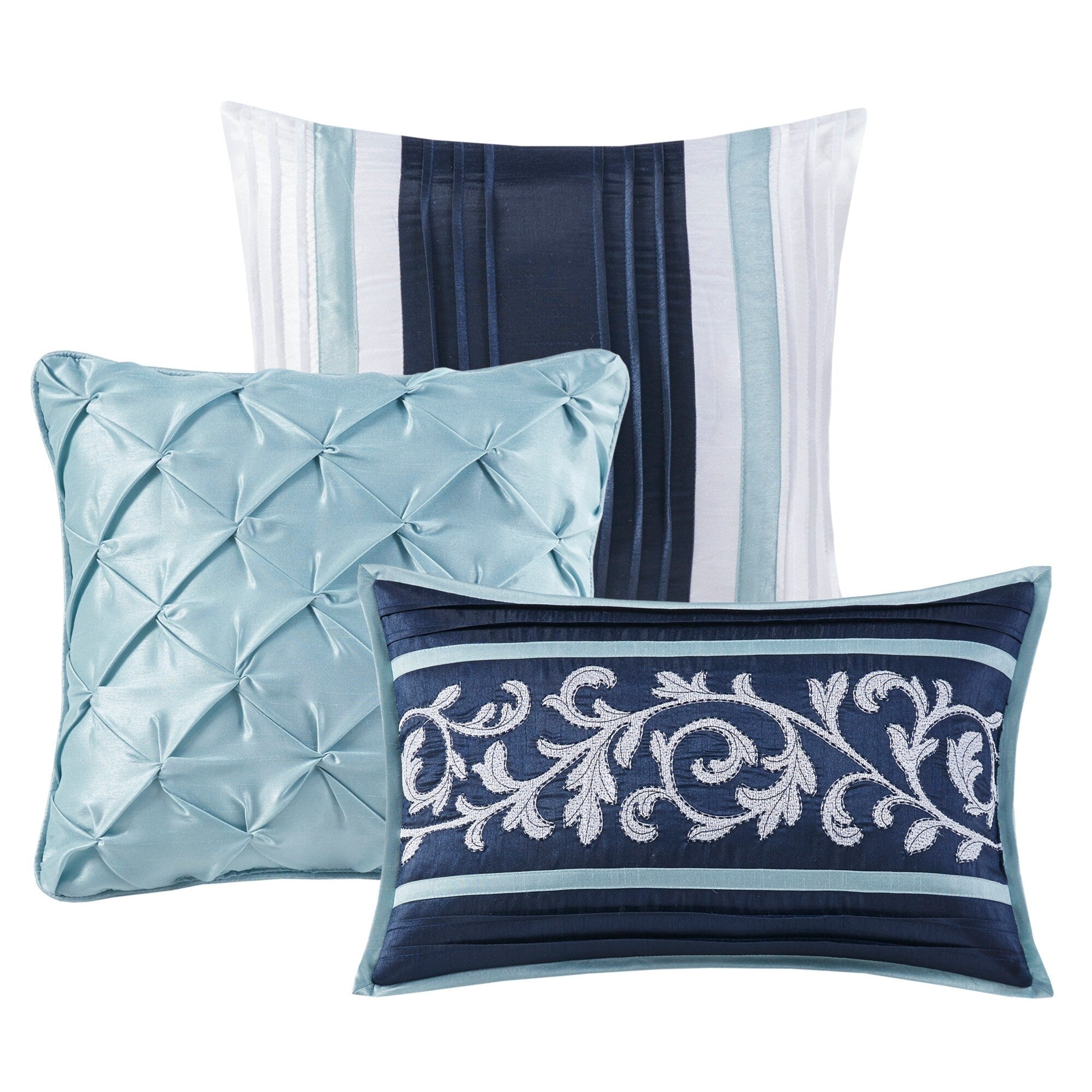 Ensemble de couette jacquard Madison Park Elaine bleu marine 7 pièces