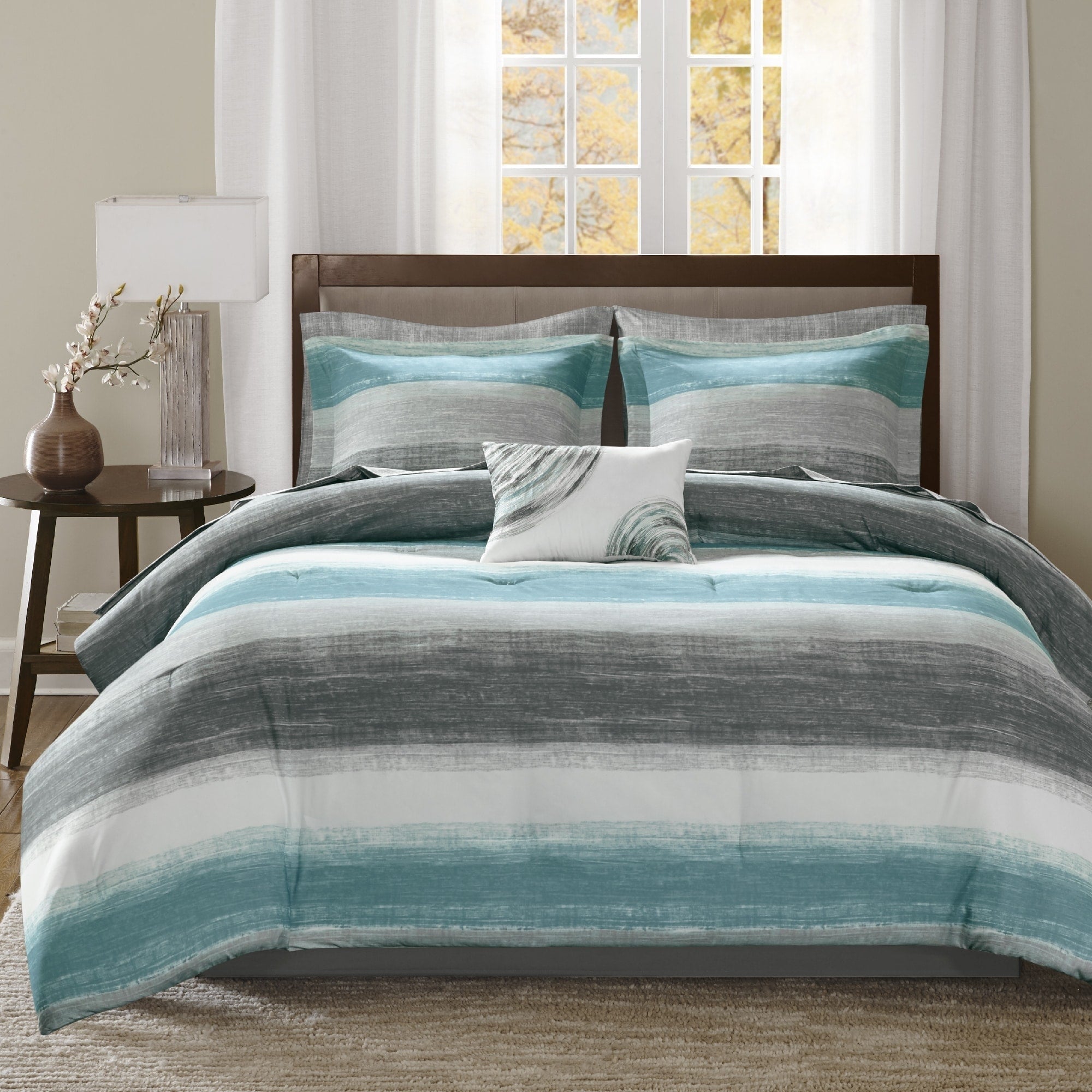 Parure de lit Madison Park Essentials Barret Aqua avec draps en coton