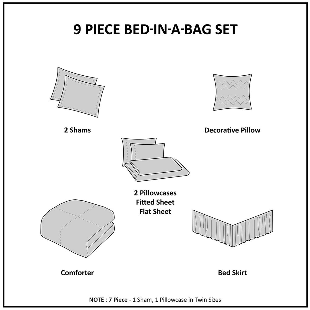 Madison Park Essentials Caldwell Ensemble complet de couette avec draps en coton