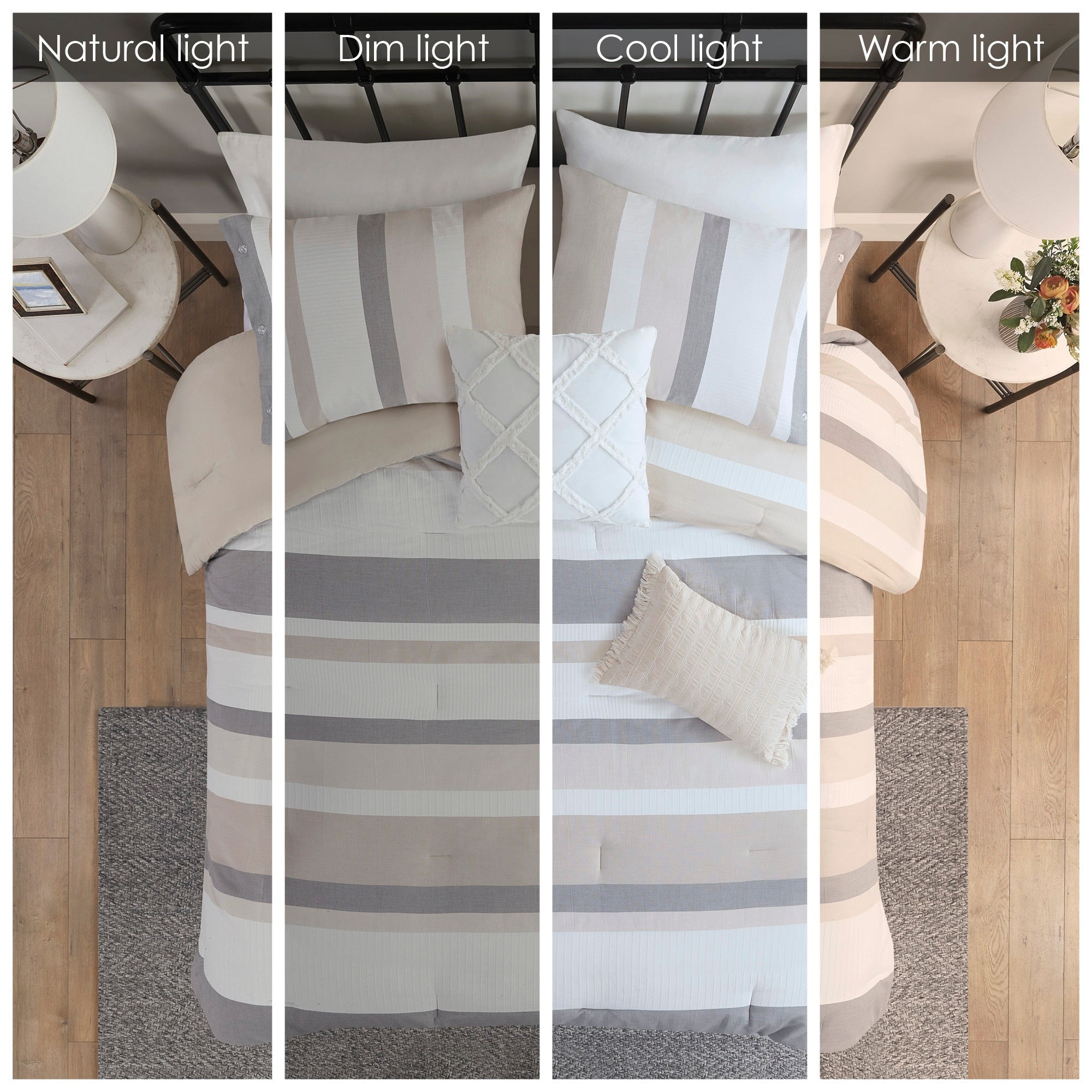 Parure de lit Madison Park Levi's bleu/naturel 5 pièces en jacquard